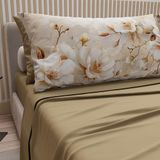 PETTI Artigiani Italiani - Katoenen beddengoed met kussenslopen met digitale print, eenpersoonsbed, beddengoedset met bloemenpatroon 12 taupe, 100% Made in Italy