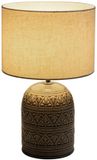 Unyqoos Tafellamp Boho-Stijl Keramische Voet Stoffen Lampenkap E14 20W Wit