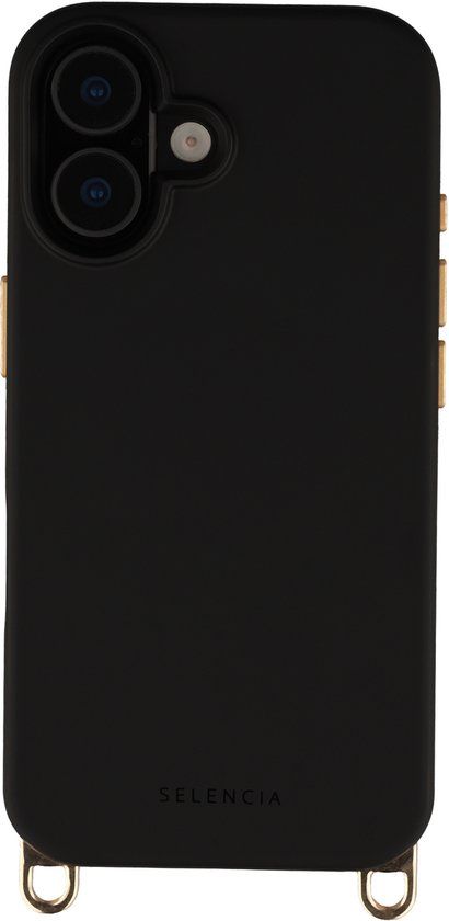 Selencia Hoesje - Geschikt voor iPhone 16 - Rivièra geschikt voor MagSafe Backcover met afneembare haakjes - Velvet Black