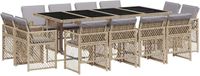 vidaXL Ensemble de jardin 13 pièces Poly rotin mélangé beige avec coussins