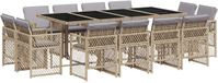vidaXL Ensemble de jardin 13 pièces Poly rotin mélangé beige avec coussins