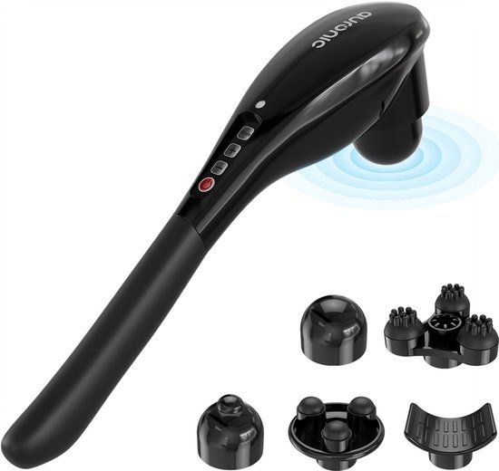 Auronic Massage Apparaat Draadloos - Rug en Nekmassage apparaat - 5 Opzetstukken - Wit/Grijs