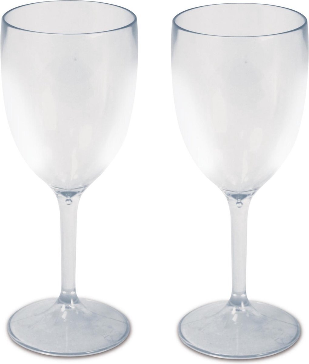 Araven 2x stuks onbreekbare kunststof camping wijnglazen voor witte wijn 280 ml - polycarbonaatglas