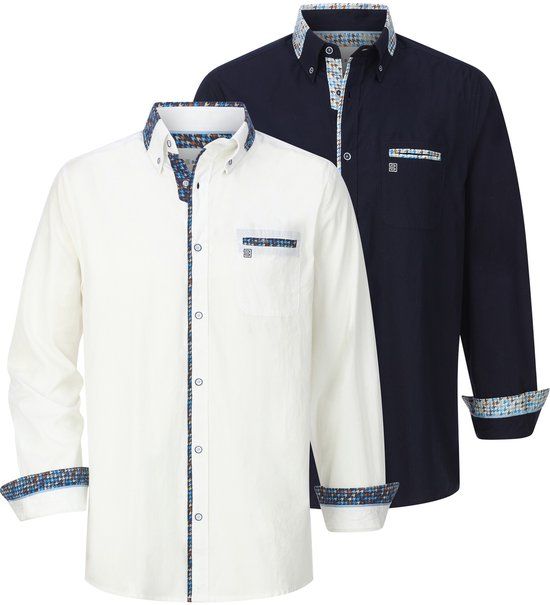 Babista heren Overhemden, Set Van 2 - 39/40 - wit - Plus Size