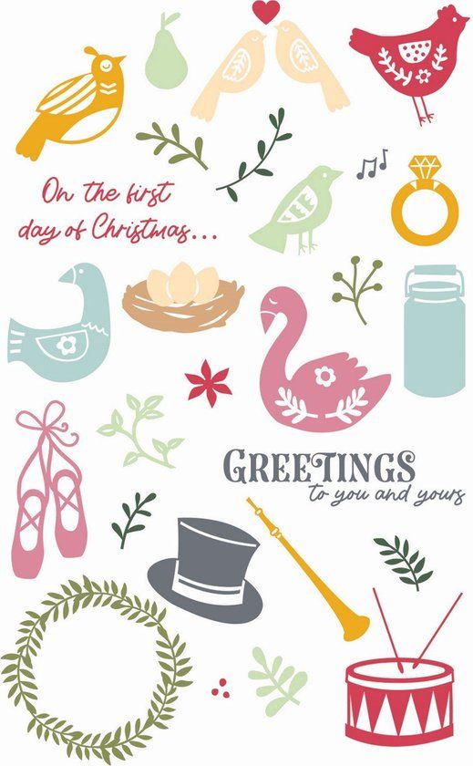 Sizzix Clear Stamp Set A5 12 Days of Christmas 30pcs