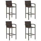 VidaXL Tabourets de bar 4 pièces polyrotin marron