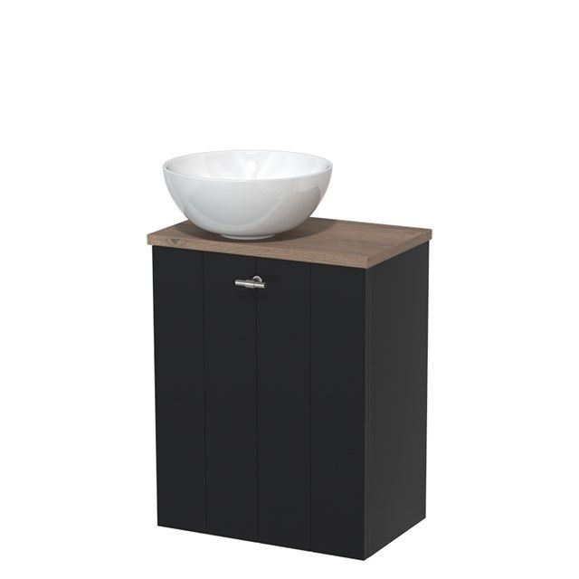 Maxaro Modulo Toiletmeubel 41 cm Mat Zwart Middenbruin Eiken