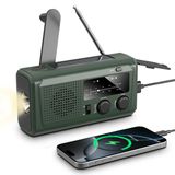 Radio d'urgence avec manivelle - Radio AM/FM - Panneau solaire - 2000 mAh
