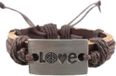 Fako Bijoux Armband Leder Love Peace Bruin