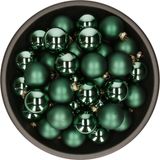 Othmar Decorations Bv Boules de Noël - verre - 36x pièces - vert émeraude - 6 cm - mat et brillant