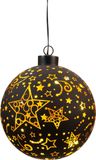 Anna's Collection Led bal glas sterren dia. 10 cm zwart/goud