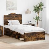 vidaXL Bedframe Rook Eiken 75 x 190 cm Massief grenenhout