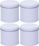 Merkloos Wit rond opbergblik/bewaarblik - 4x - 10 cm