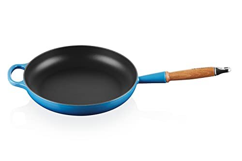 Le Creuset Signature gietijzeren koekenpan met houten handvat 28cm Azure, 20258282200422