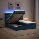 vidaXL Ottomaanse Bed met Matras en LED Blauw 200 x 200 cm Stof