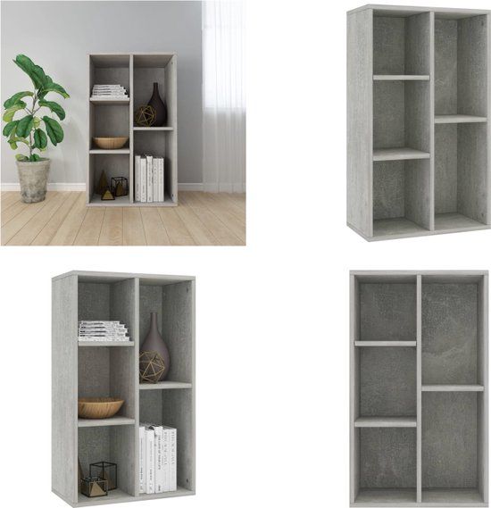 vidaXL Boekenkast/dressoir 50x25x80 cm bewerkt hout betongrijs