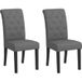 Lot de 2 chaises de salle à manger, assise en lin, pieds en bois, haut confort, 47x61x101 cm, gris foncé