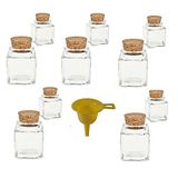 10#26830# Viva Haushaltswaren G2080050/Set1/X, 10 stuks mini-kruidenflessen van glas met kurksluiting, 50 ml, gele trechter