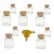 10#26830# Viva Haushaltswaren G2080050/Set1/X, 10 stuks mini-kruidenflessen van glas met kurksluiting, 50 ml, gele trechter