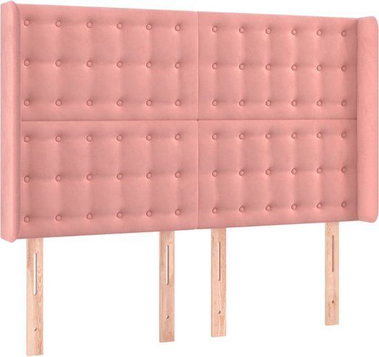 vidaXL Hoofdbord 147x16x118/128 cm Roze Fluweel