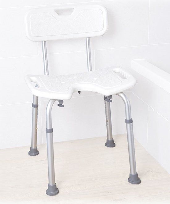 Moretti Douchestoel met Rugleuning en Hygiene Uitsparing - Wit/Grijs