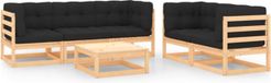 vidaXL 6-delige loungeset met kussens, massief grenenhout