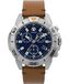 Timex Marlin Chronograaf 42 mm herenhorloge - Lichtbruin lederen tweedelige band, veganistisch, met snelsluiting, IP-stalen kast met blauwe wijzerplaat, TW2W16300