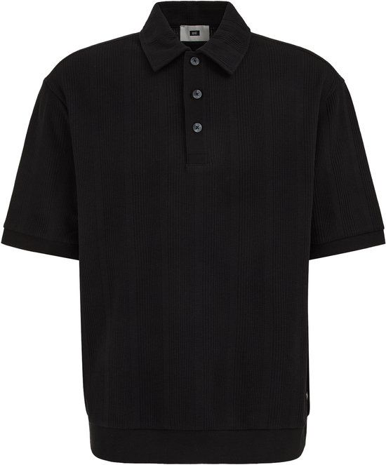WE Fashion Heren boxy fit polo met structuur