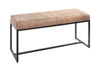 HAKU Bank bruin, zwart, Echt leer, metaal - Maat: B 100 cm x H 48 cm x D 38 cm, Stijl: Industrieel