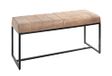 HAKU Bank bruin, zwart, Echt leer, metaal - Maat: B 100 cm x H 48 cm x D 38 cm, Stijl: Industrieel