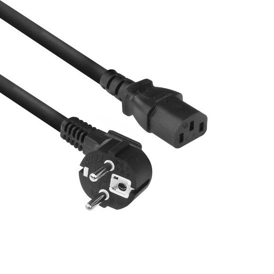 ACT Stroomkabel Randaarde Stekker | CEE7/7 Male (Haaks) - C13 Kabel | Zwart | 2 meter AC3305