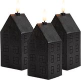 Anna's Collection maisonnette LED bougie - 3x - noir - H15 cm - avec minuterie - à piles