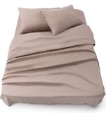 Blumtal 3-delige Set Bedlaken - Hoeslaken 180 x 200 x 30 cm - Laken 280 x 275 cm - 2 x Kussensloop 50 x 80 cm - Taupe