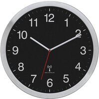 TFA Dostmann TFA Wandklok XL 60.3545.01 - Analoge Radioklok - Zwart Zilver