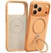 TORRAS Ostand Q Pro Silicone - Hoesje Geschikt voor Apple iPhone 17 Pro - Compatibel met MagSafe - 360° Draaibare Magnetische Standaard - Back Cover Kickstand Ring - Oranje