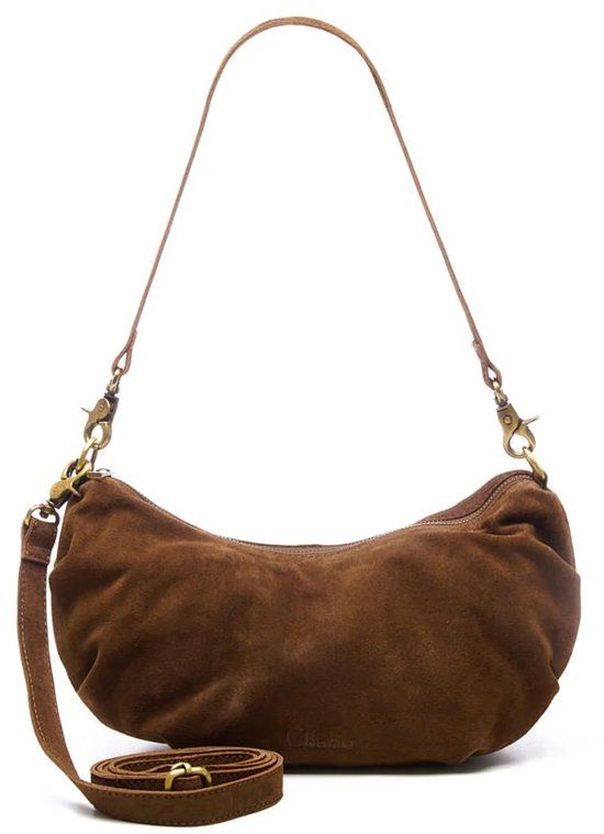Chabo Bags & More Chabo Bags Bobby Banana Bag Crossbody Shoulderbag Suede Dark Brown
