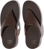 FitFlop Lulu Lederen Teenslipper - Microwobbleboard-zool technologie BRUIN - Maat 37