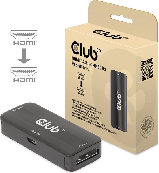 Club 3D HDMI Active 4K60Hz Repeater F/F