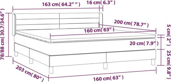 vidaXL Boxspring met matras fluweel zwart 160x200 cm
