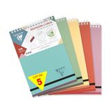 Clairefontaine Linicolor Revision Cards Bloc Reliure Intégrale 14,8x21cm 50 Fiches Ligné Papier 240g Assortiment ESSENCE - PAQ DE 5
