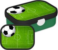 Mepal Broodtrommel - Bento Lunchbox voor Kinderen - Voetbal - Inclusief Bentobakje & Vorkje - BPA vrij en Vaatwasserbestendig - 750 ml - Veld