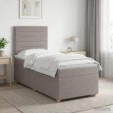 vidaXL Boxspringbed met matras en hoofdeinde, taupe, 90 x 200 cm, stof