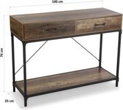 BaseCore® Wandtafel Haltafel Kaptafel Dressoirtafel Tafel met 2 Lades Hout Metaal 35 X 76 X 100 CM Bruin