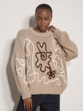 Apricot Oversized trui met Cornelli-borduursel
