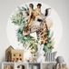 Girafe Sticker Mural Rond / Cercle Enfants - Diamètre 70 cm - Adhésif + Protection Brillante