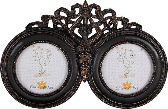 Clayre & Eef Fotolijst - Ø 8 cm - Zwart - Kunststof - Rond