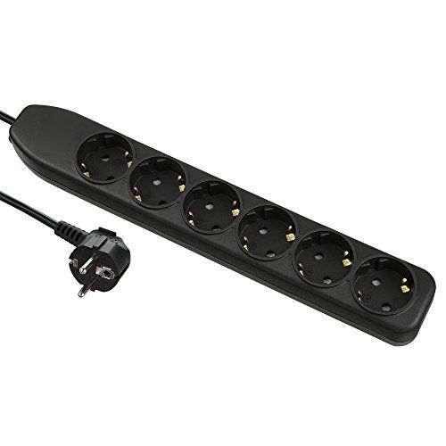 Electraline 51612 Stekkerdoos 6 Voudig, Kabel 1.5 M, Zwart