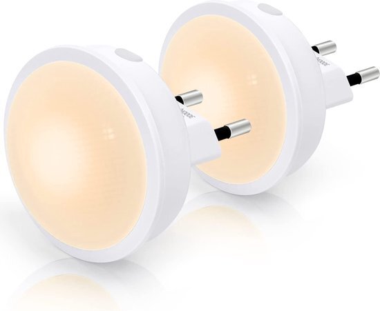 Aigostar 10BA4 - LED Nachtlampje Stopcontact - Dimbare Nachtlampjes met Sensor - Nacht Lamp - Wit - 2stuks