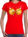 Bellatio Decorations Shoppartners Bv Fout kerst t-shirt rood met gouden merry Xmas ballen borsten voor dames - kerstkleding / christmas outfit XXL