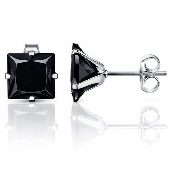 LGT JWLS LGT Jewels Stud oorbellen Edelstaal Classic Black 6mm